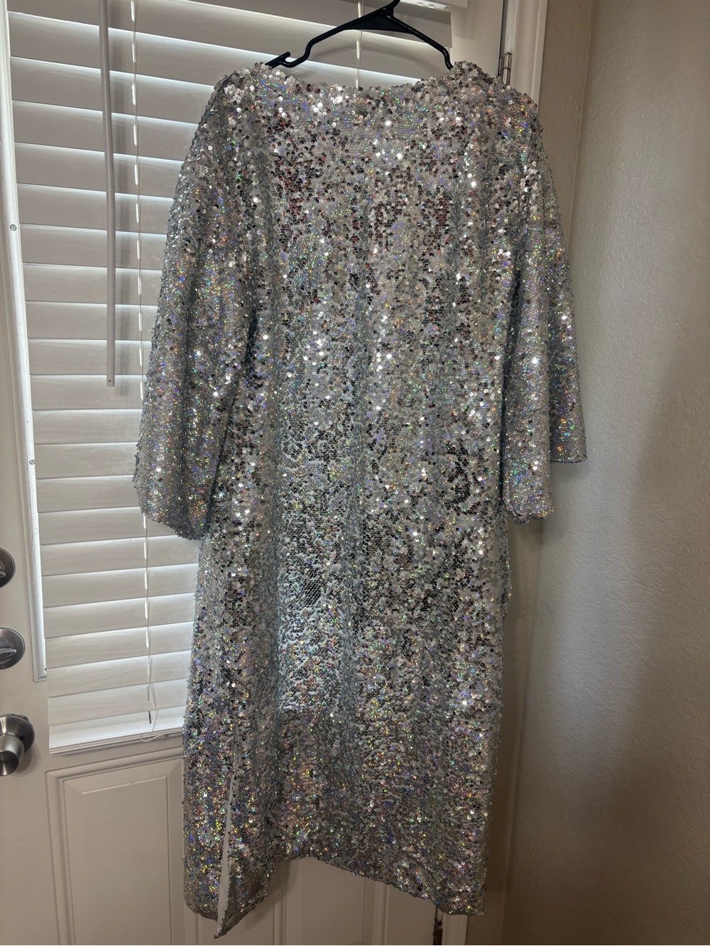 L&B Silver Sequin Long Coat Jacket